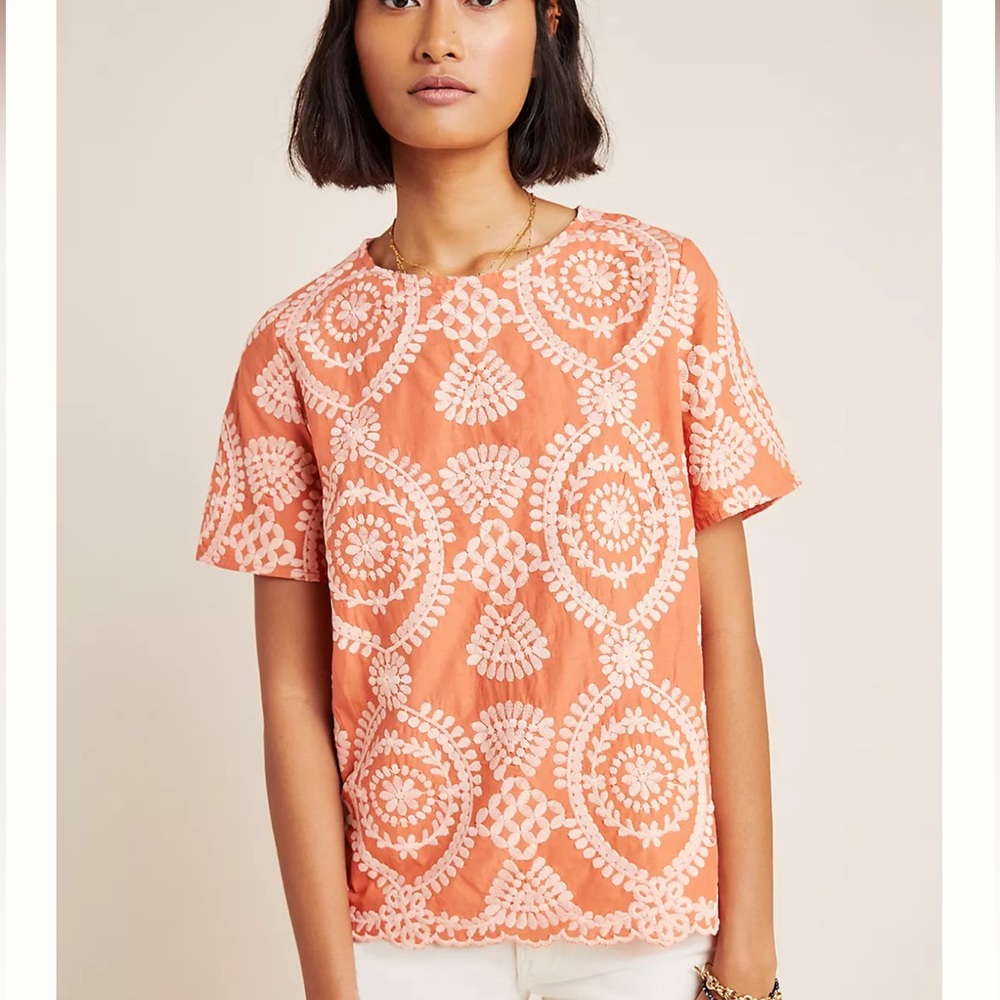Anthro coralie embroidered blouse